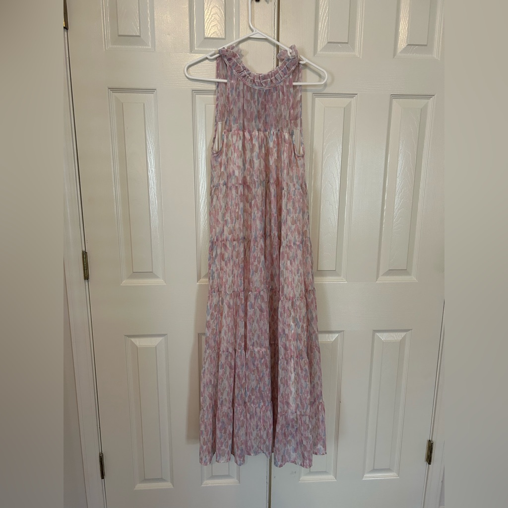 Sleeveless Pink And Purple Maxi Dress